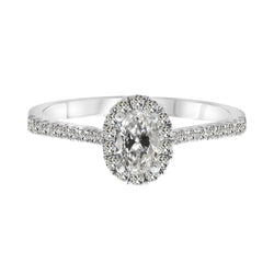 Diamant Fin Bague de Fiançailles Halo – Or 14K Blanc 3 carats
