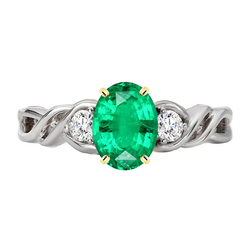 Étincelant Tige Torsadée Émeraude Bague Pierre de Couleur – 4