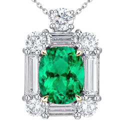 Émeraude Fine Pendentif Gemme – Certifié GIA 6 carats Or Deux