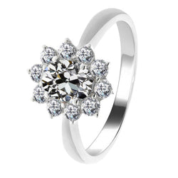 Diamant Fin Bague de Fiançailles Halo fait main 2 carats