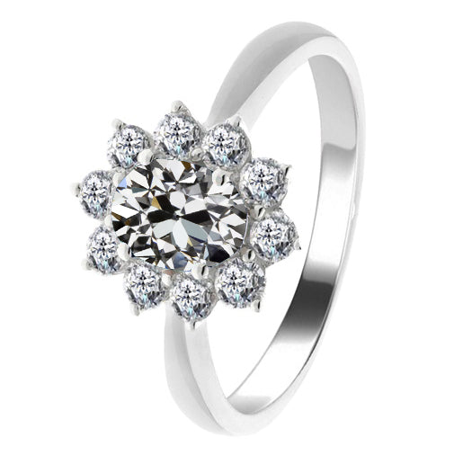 Haut de gamme Diamant Fin Bague de Fiançailles Halo 2 carats – vue principale