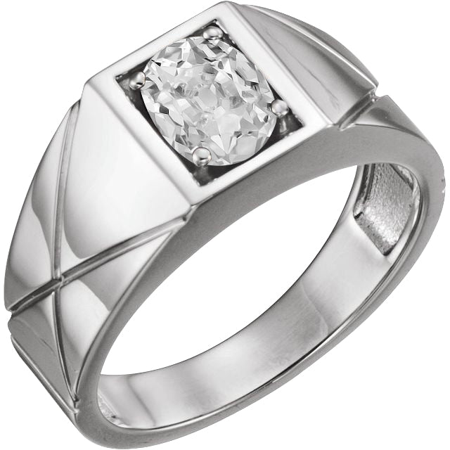 Taille Old Mine Diamant bague en Or Blanc 14 Carats – vue principale