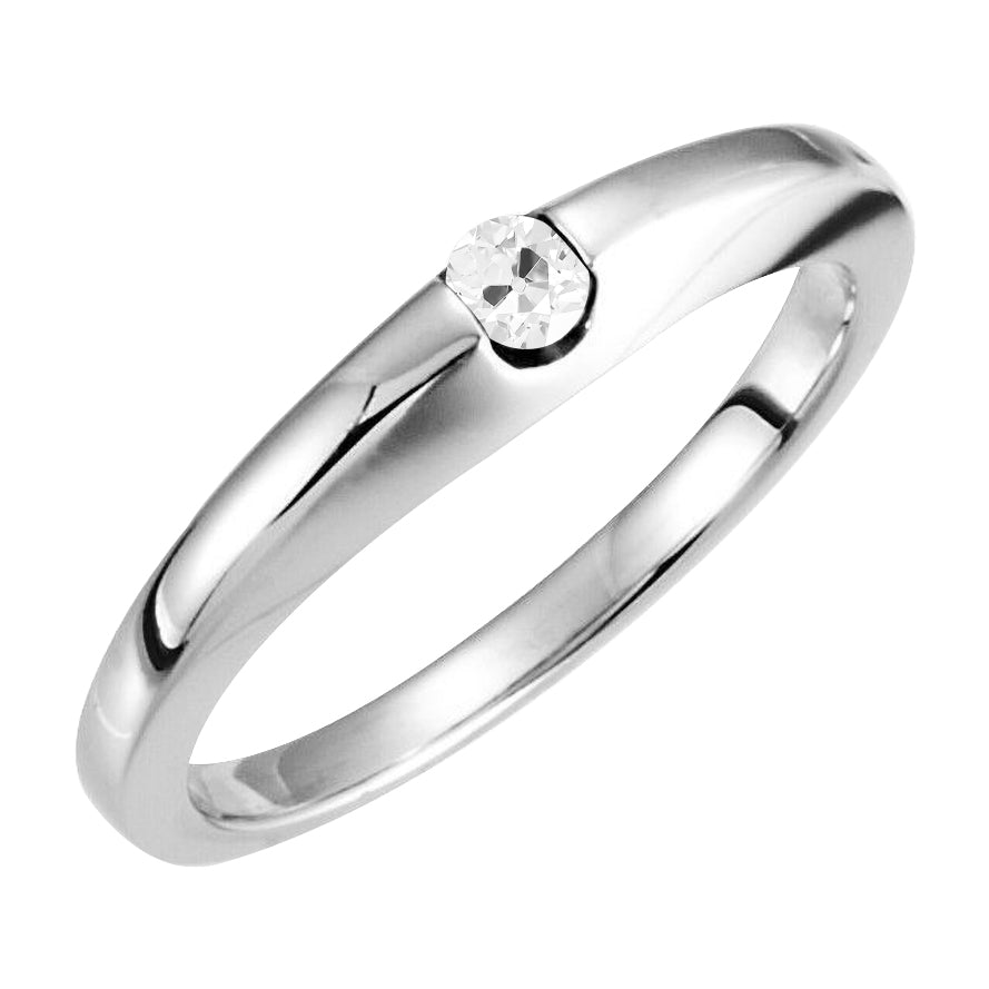 Bague Mono-Pierre Or Blanc 14 Carats avec Brillant – vue principale