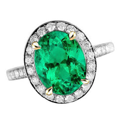 Pavé Émeraude Colombienne Bague Pierre Précieuse 3,50 carats