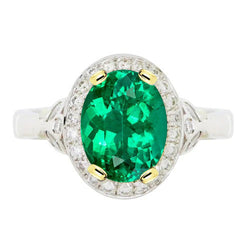 Émeraude Fine Bague avec Gemme – Vintage 3,50 carats Or 14K