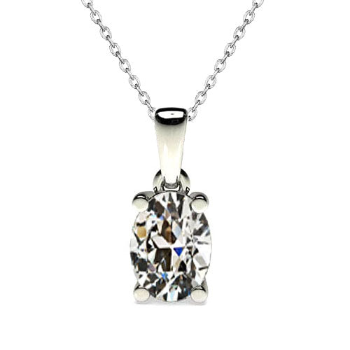 Diamant Fin Taille Old Mine Pendentif en Or Blanc 14 Carats – vue principale