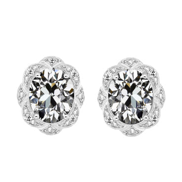 Diamant Fin Pendants d'Oreilles 1,50 carats Or 14K Blanc – vue principale