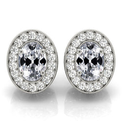 9,50 carats Diamant Fin Puces d'Oreilles en Or 14K Blanc