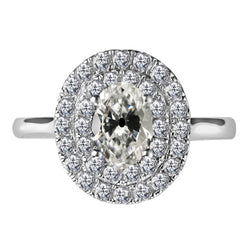 Taille Old Mine Diamant Fin Bague Halo en Or Blanc 14 Carats – 3