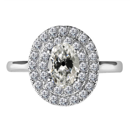 Taille Old Mine Diamant Fin bague en Or Blanc 14 Carats – vue principale