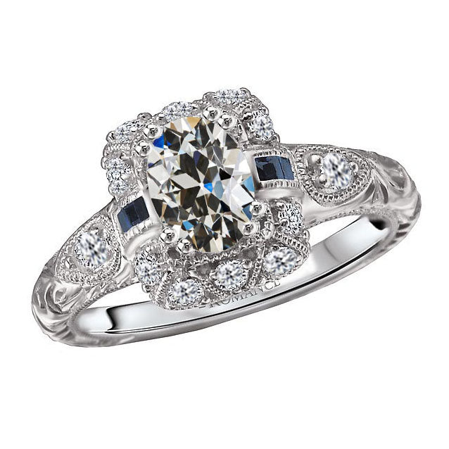 Sur mesure Brillant Bague Halo 3 carats – vue principale
