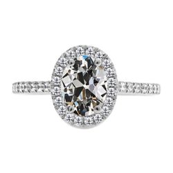 Brillant Coussin Antique Bague Halo 3,50 carats en Or Blanc 14