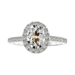 Brillant Coussin Antique Bague Sertie Halo – 3 carats en Or 14K