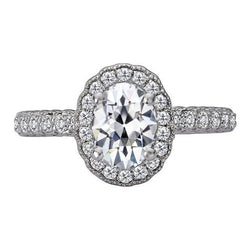 Diamant Fin Bague Halo 4 carats – Or Blanc 14 Carats