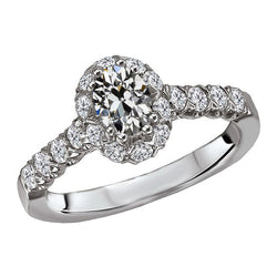 Coussin Antique Brillant Bague Halo 1,50 carats – Or Blanc 14