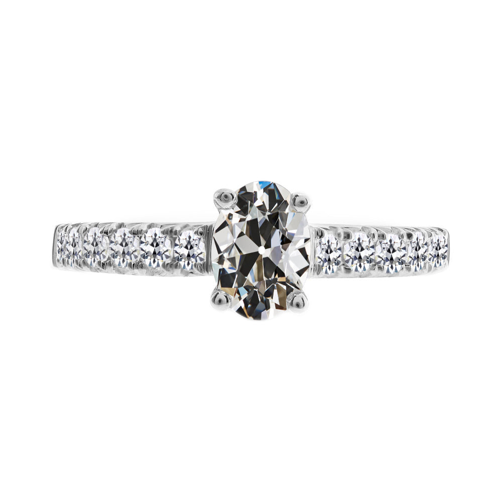 Bague Solitaire avec Accents Or Blanc 14 Carats avec Diamant – vue principale