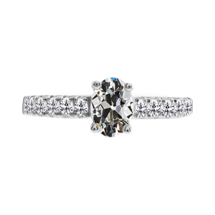 Bague Solitaire avec Accents Or Blanc 14 Carats avec Diamant – vue principale