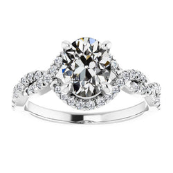 Artisanal Coussin Antique Diamant Fin Bague Solitaire avec