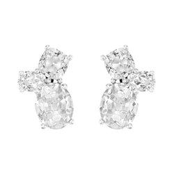 Coussin Antique Diamant Boucles d'Oreilles en Or Blanc 14 Carats
