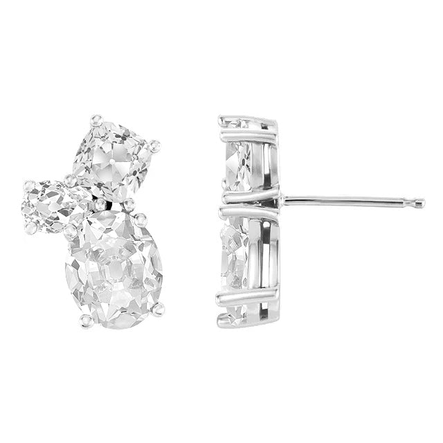 Diamant Boucles d'Oreilles 10 carats Or Blanc 14 Carats – vue de face