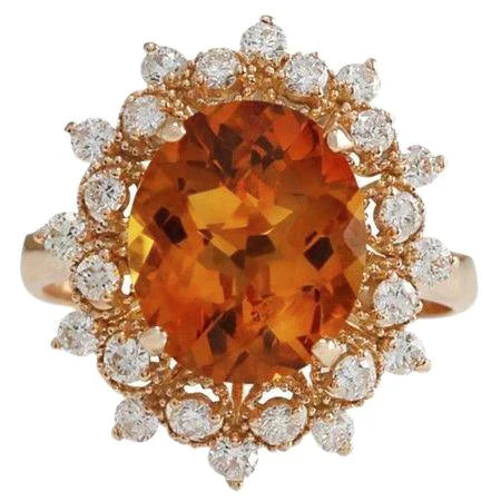 Citrine Bague Pierre de Couleur 14,50 carats Or Jaune 14 Carats – vue principale