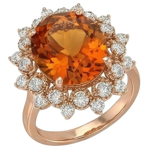Élégant Citrine Bague Pierre de Couleur 14,50 carats – vue de face