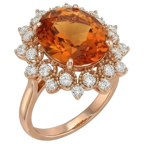 Élégant Citrine Bague Pierre de Couleur 14,50 carats – vue de côté