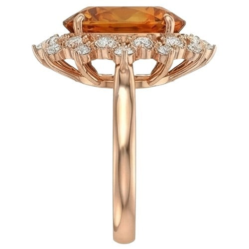 Taille Ovale Citrine bague en Or Jaune 14 Carats – vue de profil
