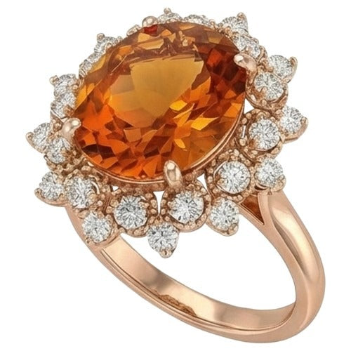 Citrine Bague Pierre de Couleur 14,50-carats Or Jaune 14 Carats – vue de dessus
