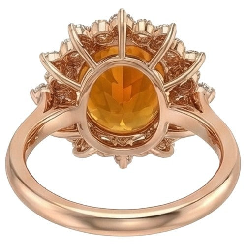 Citrine Bague Pierre de Couleur 14,50 carats Or Jaune 14 Carats – vue arrière