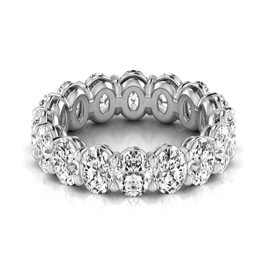 Diamant Fin Ovale Eternity Band en Or 14K Blanc – vue de face