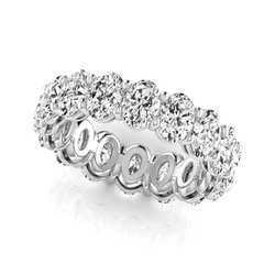 Ovale Diamant Fin Eternity Band en Or 14K Blanc – 5,28 carats