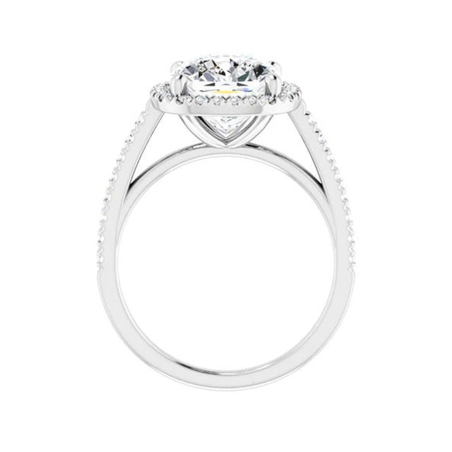 Taille Old Mine Brillant bague en Or Blanc 14 Carats – vue de face