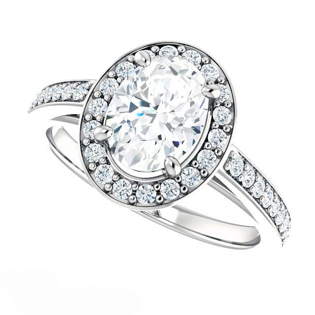 Diamant Fin Bague Solitaire avec Accents 5,50-carats Or Blanc 14 Carats – vue de face