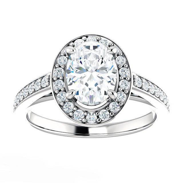 Diamant Fin Bague Solitaire avec Accents 5,50 carats Or Blanc 14 Carats – vue de côté