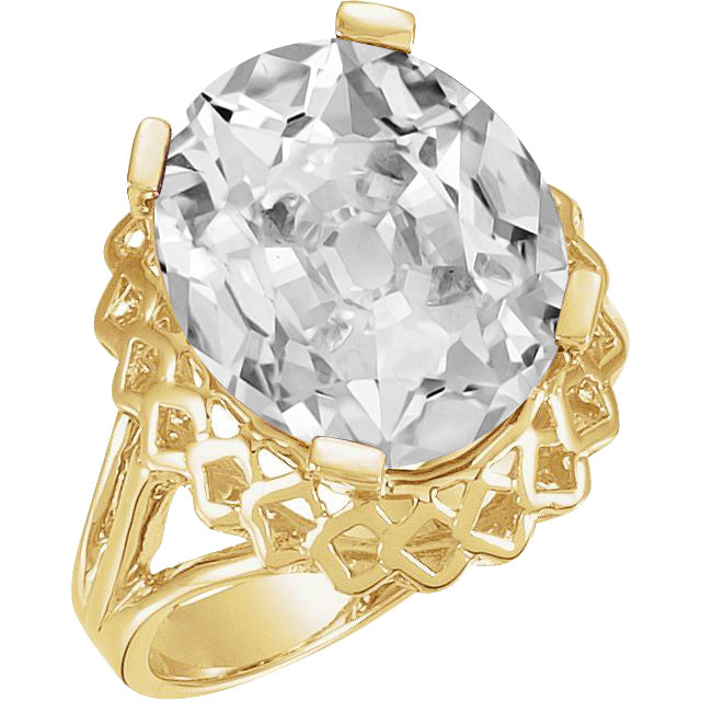 Brillant Coussin Antique Solitaire de Fiançailles en Or Jaune 14 Carats – vue principale