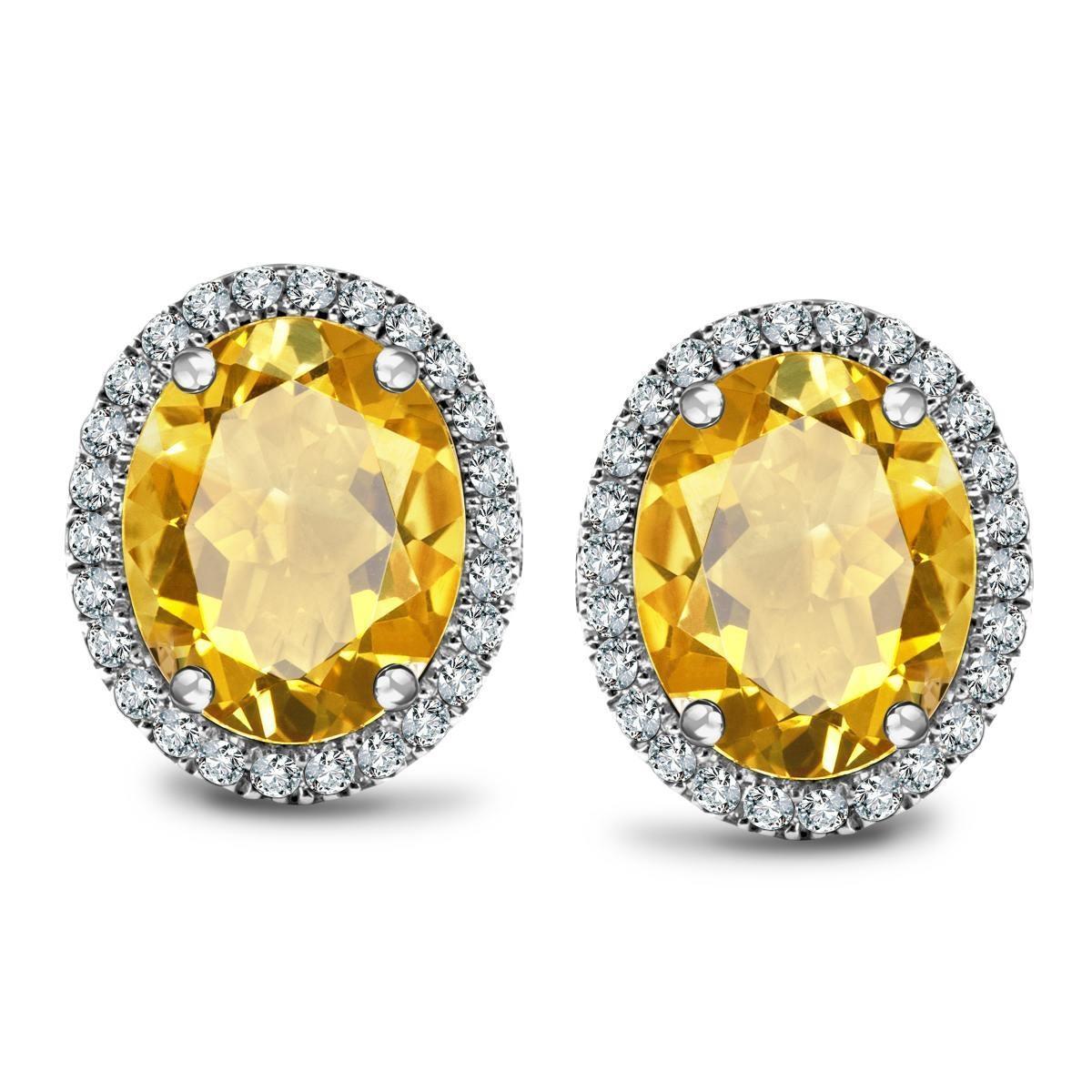 Gemstone Earring Or Blanc 14 Carats avec Citrine Dorée – vue principale
