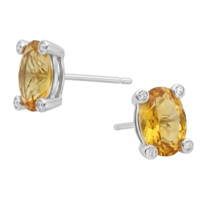 Citrine Dorée Gemstone Earring 30,80-carats Or Blanc 14 Carats – vue de face