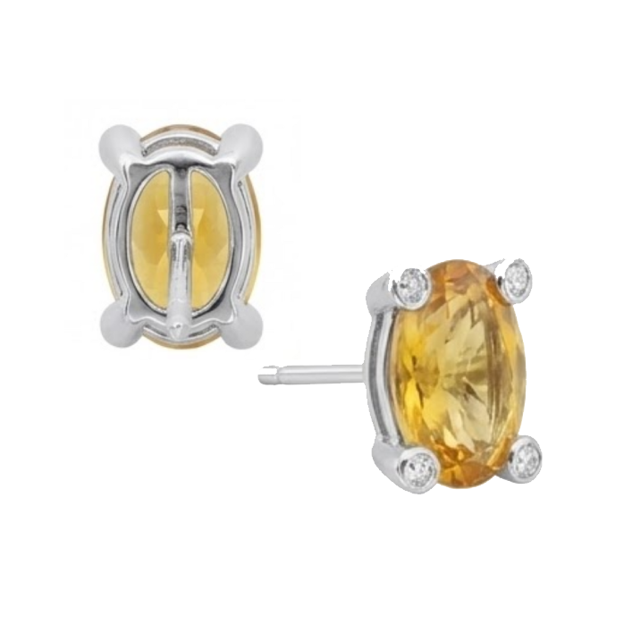 Artisanal Citrine Dorée Gemstone Earring 30,80 carats – vue de côté
