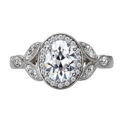 Brillant Bague Anniversaire Bague Halo – 3,50 carats en Or Blanc