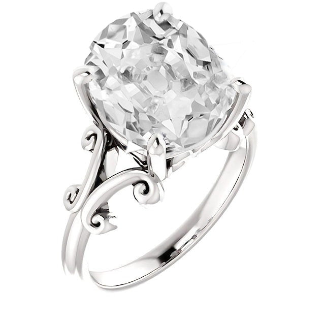 Diamant Fin Bague Solitaire 5 carats Or Blanc 14 Carats – vue de face