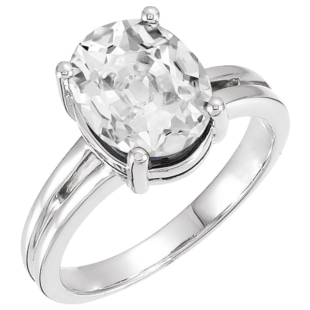 Brillant Bague Solitaire 5 carats Or 14K Blanc – vue principale