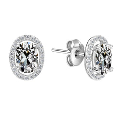 Or 14K Blanc Diamant Fin Boucles d'Oreilles – 2-carats Coussin