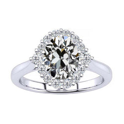 Brillant Bague Sertie Halo – Old European 4 carats Or Blanc 14