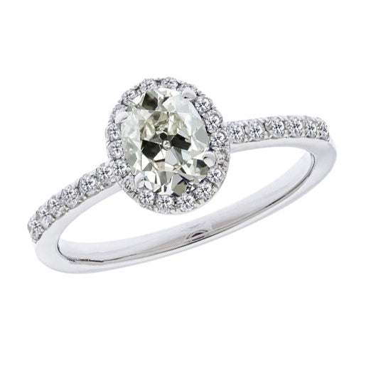 Bague Halo Or Blanc 14 Carats avec Diamant – vue principale