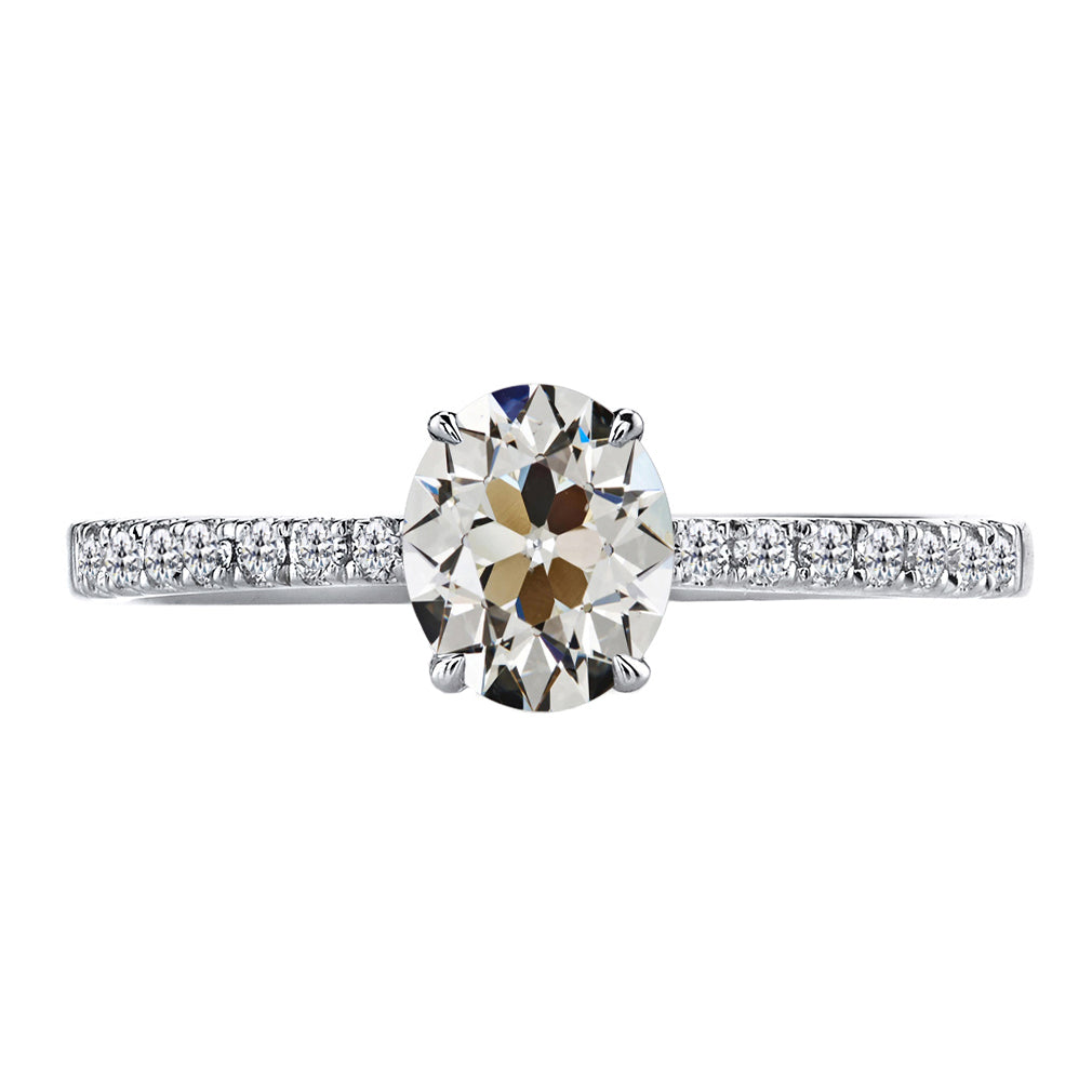 Bague Solitaire avec Accents Or 14K Blanc avec Diamant – vue principale