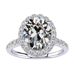 Bague de Fiançailles Halo Or Blanc 14 Carats – Diamant Fin
