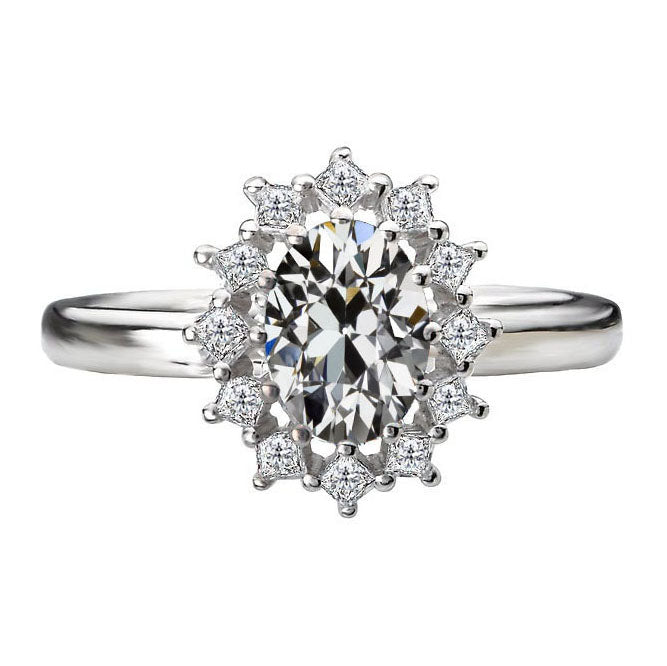 Sur mesure Bague Sertie Halo 3 carats – vue principale