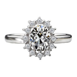 Diamant Bague Sertie Halo – Or Blanc 14 Carats 3 carats