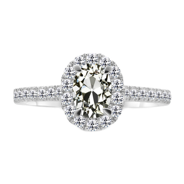 Bague de Fiançailles Halo Or 14K Blanc avec Diamant – vue principale